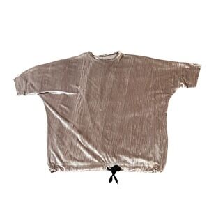 Zara Trafaluc SZ Small Oversized Bat Wing Velvet Dust Rose Pink Short Sleeve Top
